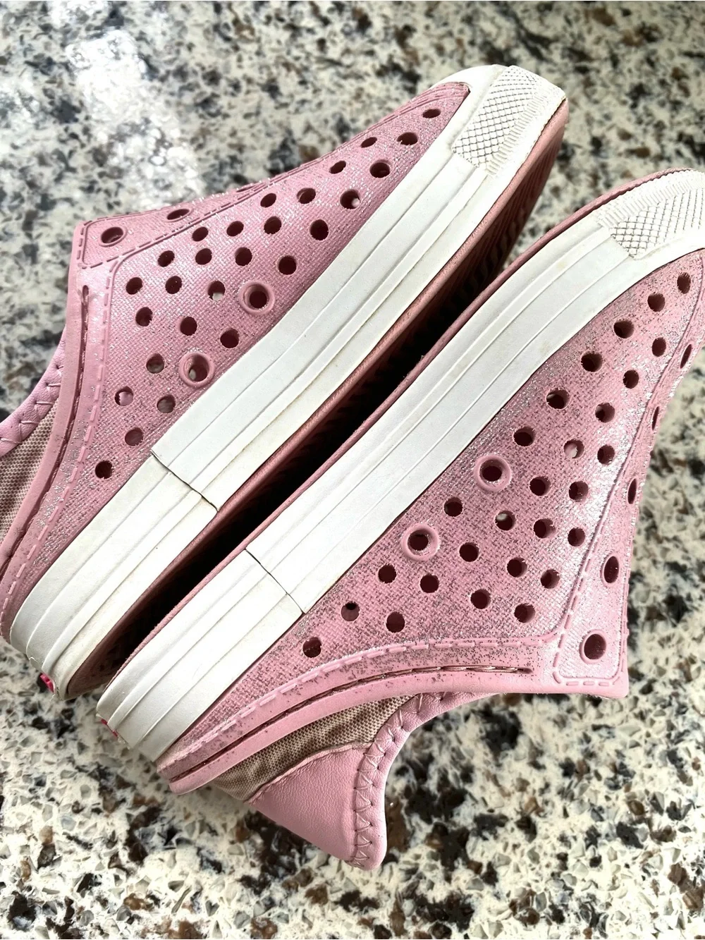 SKECHERS Foamies Guzman Steps Slip On Play Shoes Pink Sparkle 10